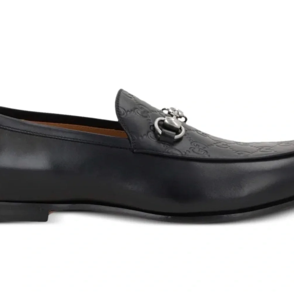 Gucci Black Leather Horsebit Loafers